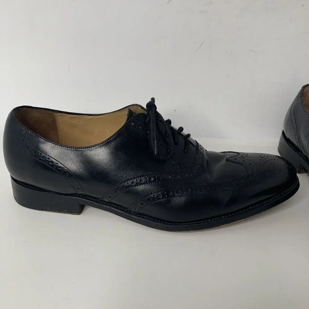 Savile‎ Row Selected Shoes Mens 12 Dress Wingtip Oxford Black Leather EUC